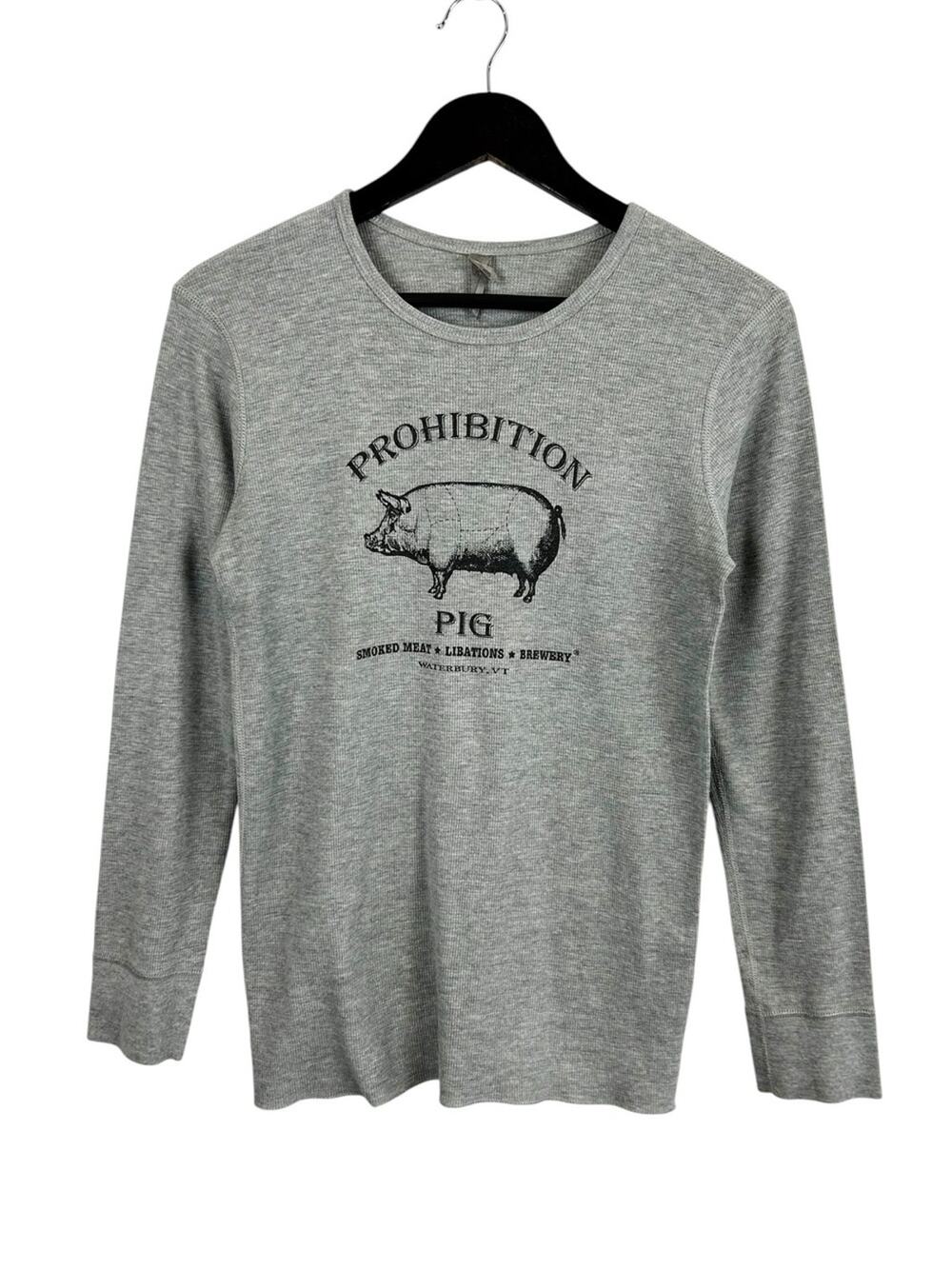 Prohibition Pig Waterbury VT Graphic Waffle Knit Long Sleeve Tee Women's Size M